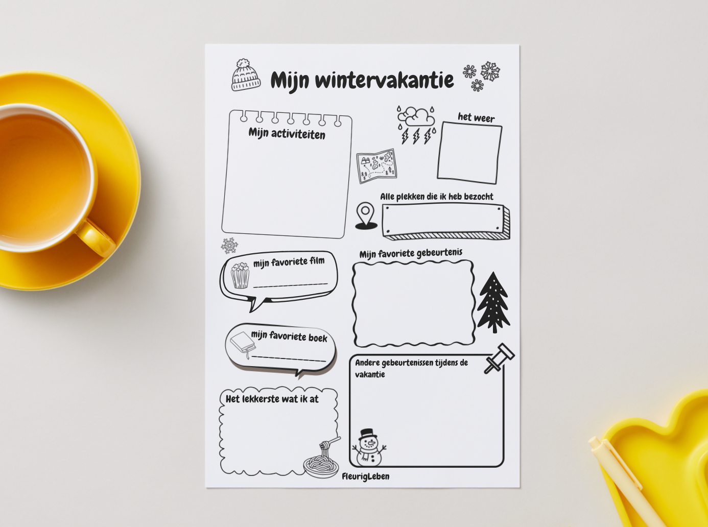 Meine Winterferien - Niederländisches Arbeitsblatt