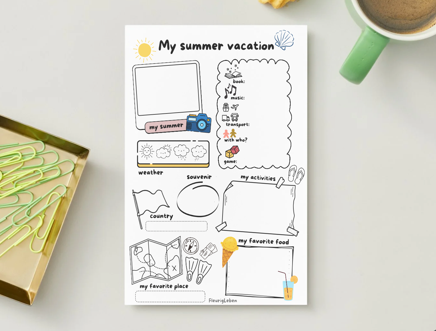 My summer vacation - Engels werkblad